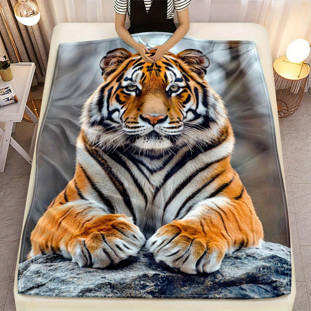 Artistic Tiger-Themed Plush Throw Blanket