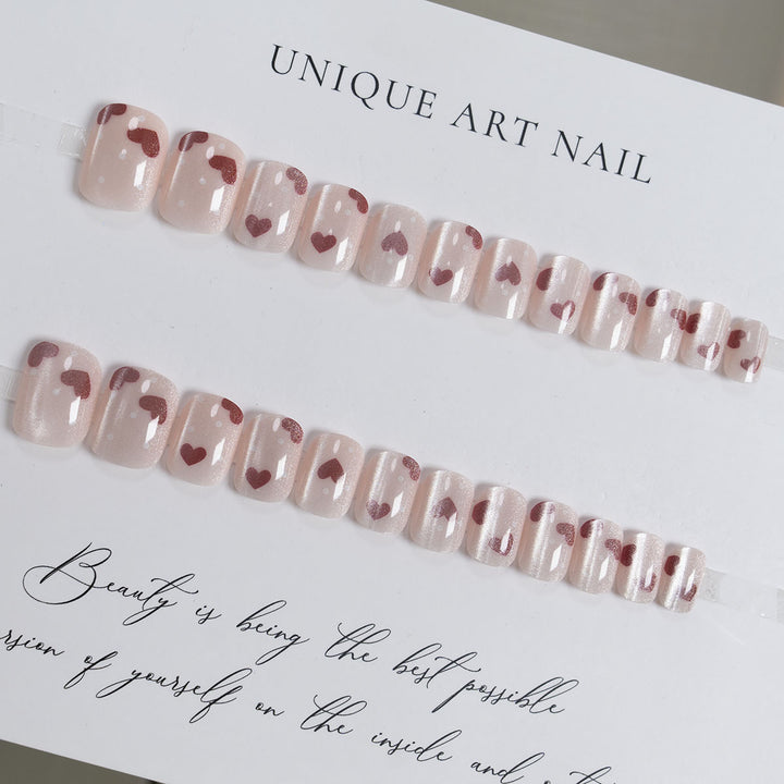 Heart-Embellished Glitter Press-On Nails