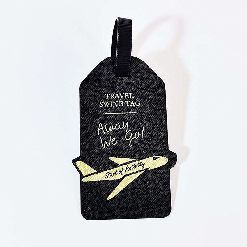 premium travel luggage tag with embossed airplane motif Stornfield