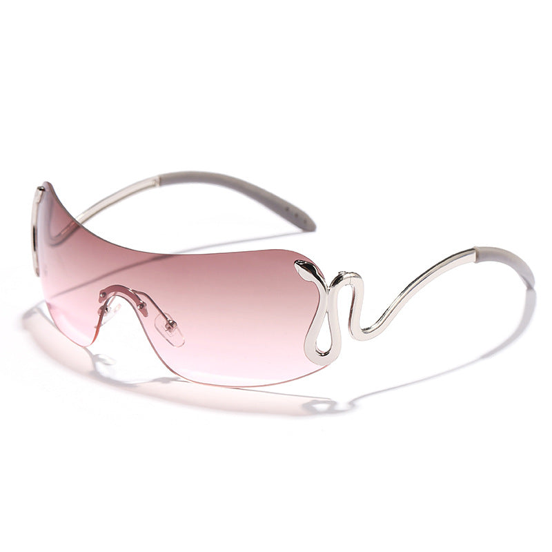 Women's fashionable futuristic sunglasses with curved frame Stornfield