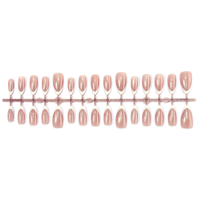 Artificial nail tips with glitter and elegant shape Stornfield