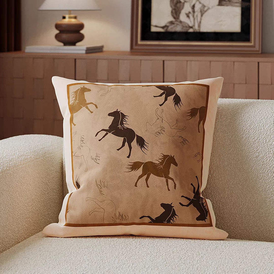 Artistic Horse-Themed Decorative Pillow