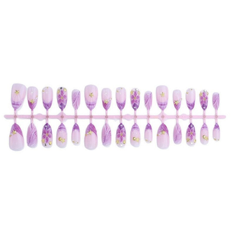 Artistic Floral Press-On Nail Set Stornfield