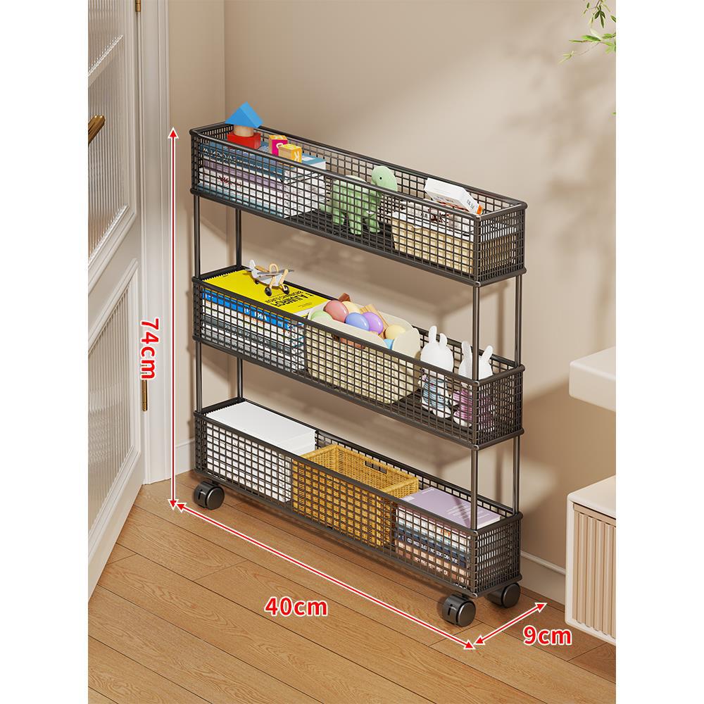 Slim Vertical Mesh Basket Organizer Rack for Narrow Spaces