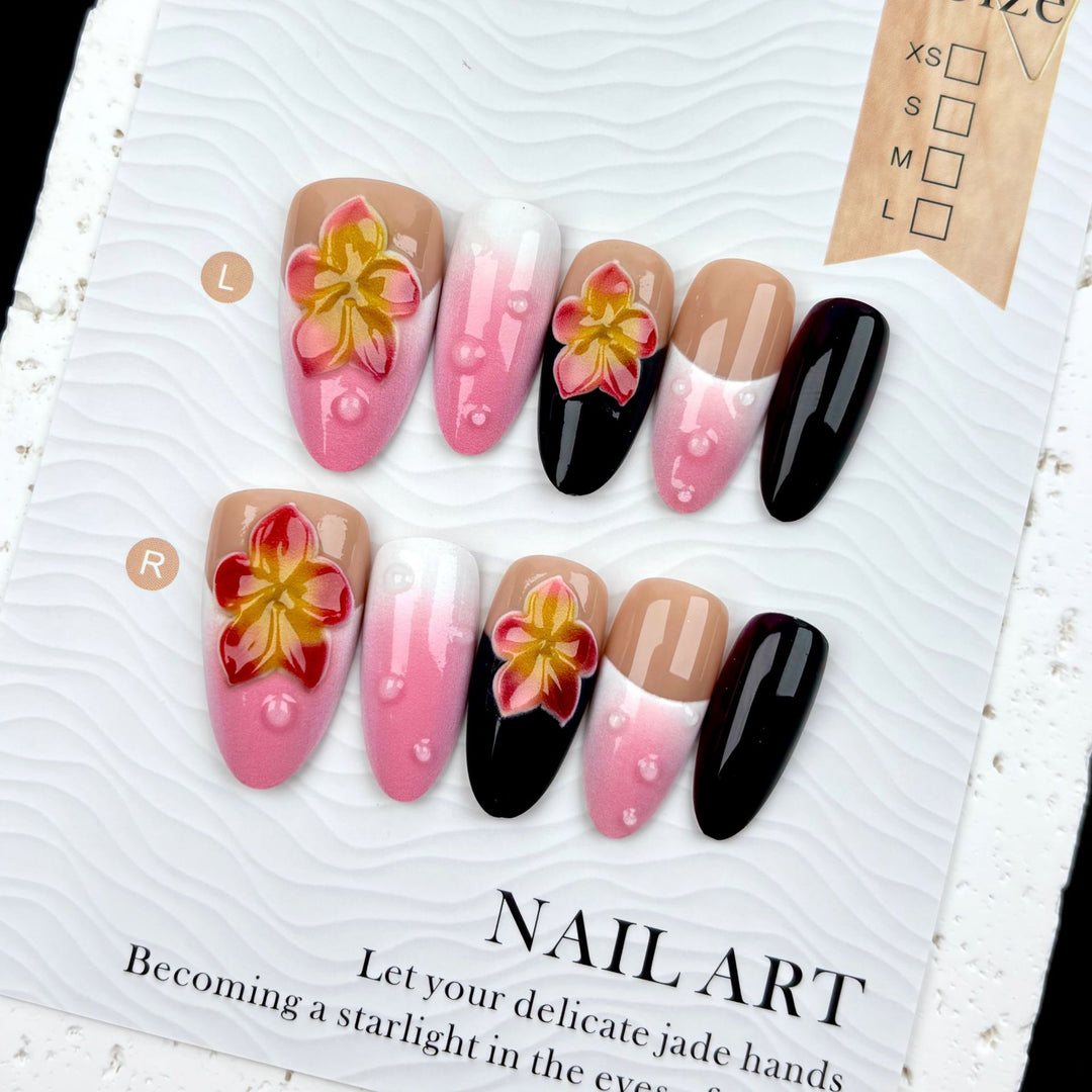 Floral Decorative Press-On Nail Set