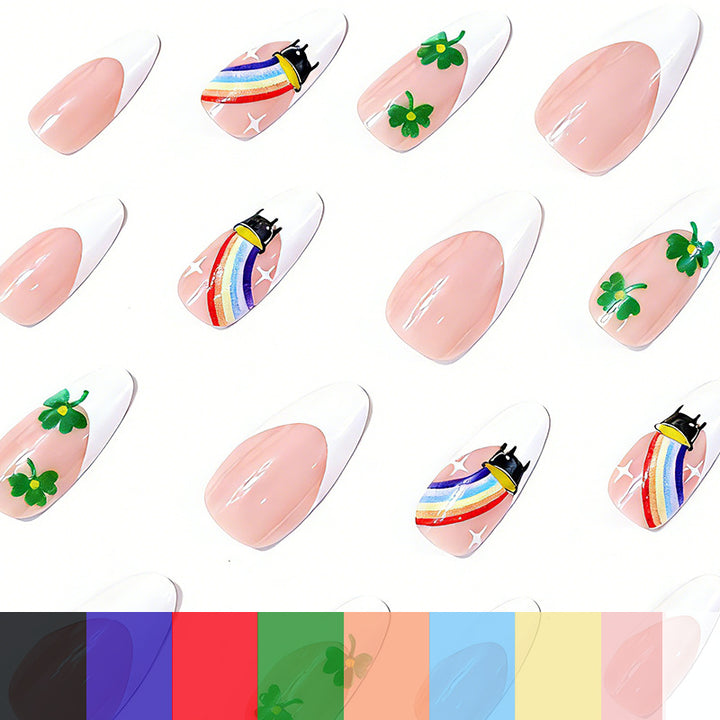 Themed Rainbow and Shamrock Nail Art Stornfield