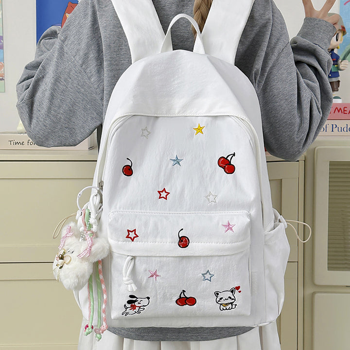 Playful Character Embroidered School Backpack Stornfield