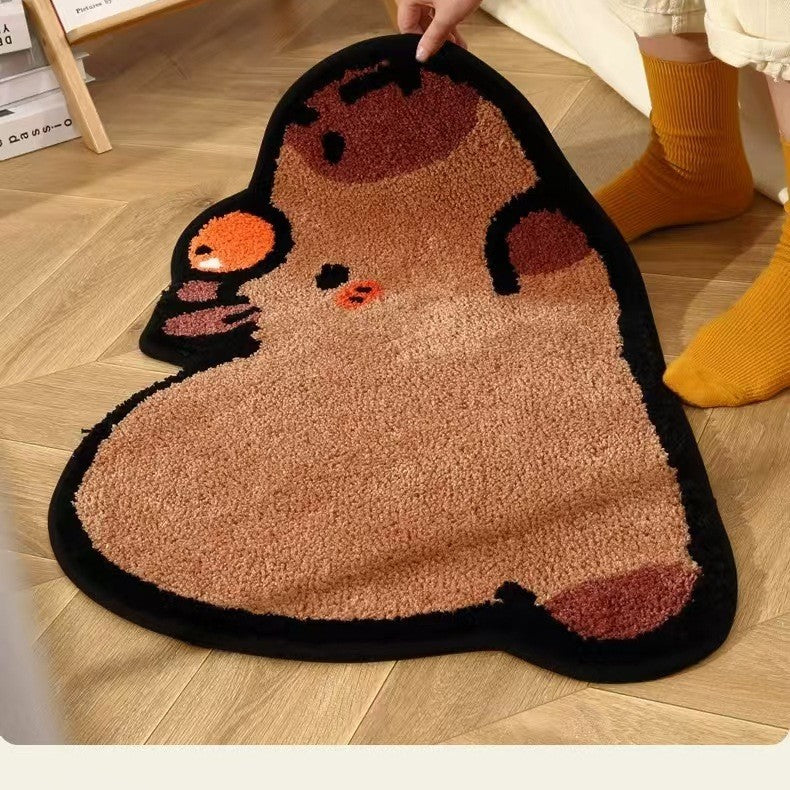 Plush Cartoon Animal-Shaped Non-Slip Accent Rug for Entryway and Bathroom