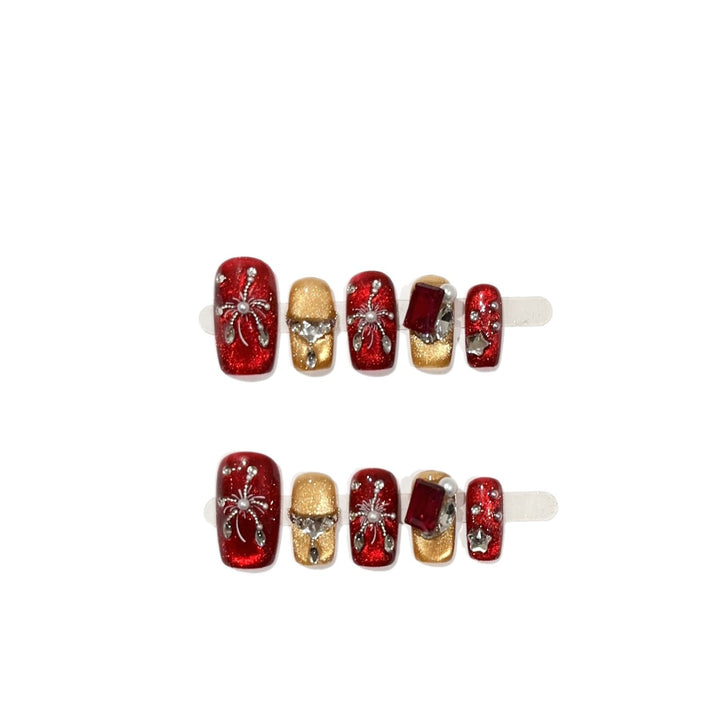 Themed Press-On Nail Art Set with Spider Accents