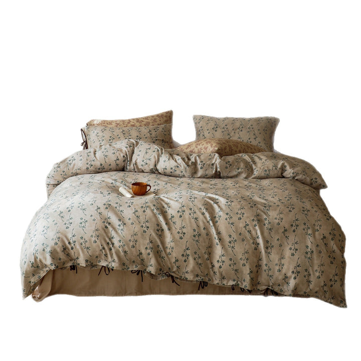 Patchwork Floral Cotton Percale Duvet Cover Set with Button Closure and Corner Ties