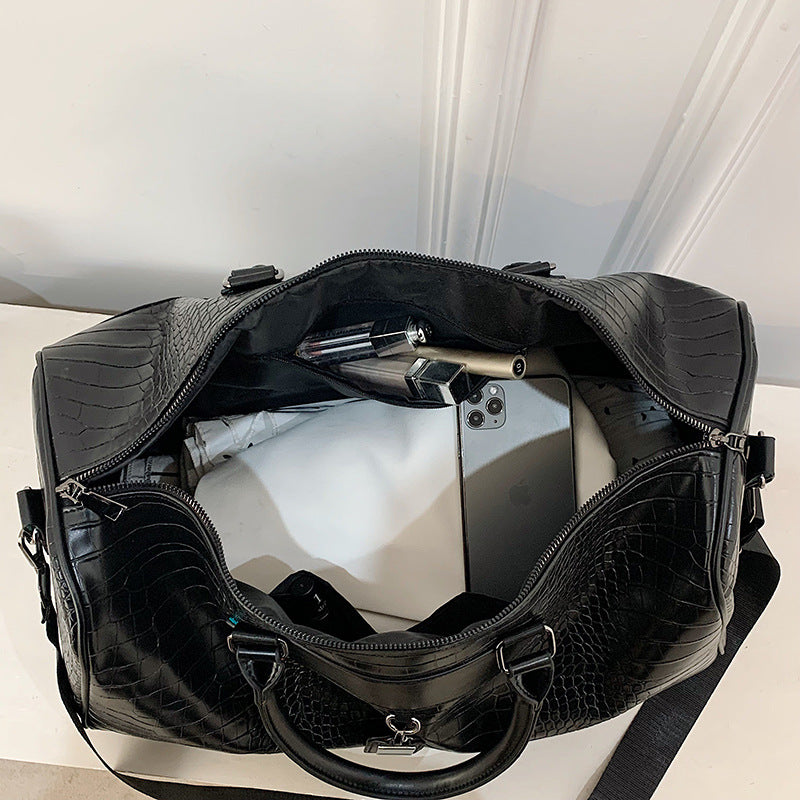 Crocodile-Texture Travel Duffle Bag Stornfield