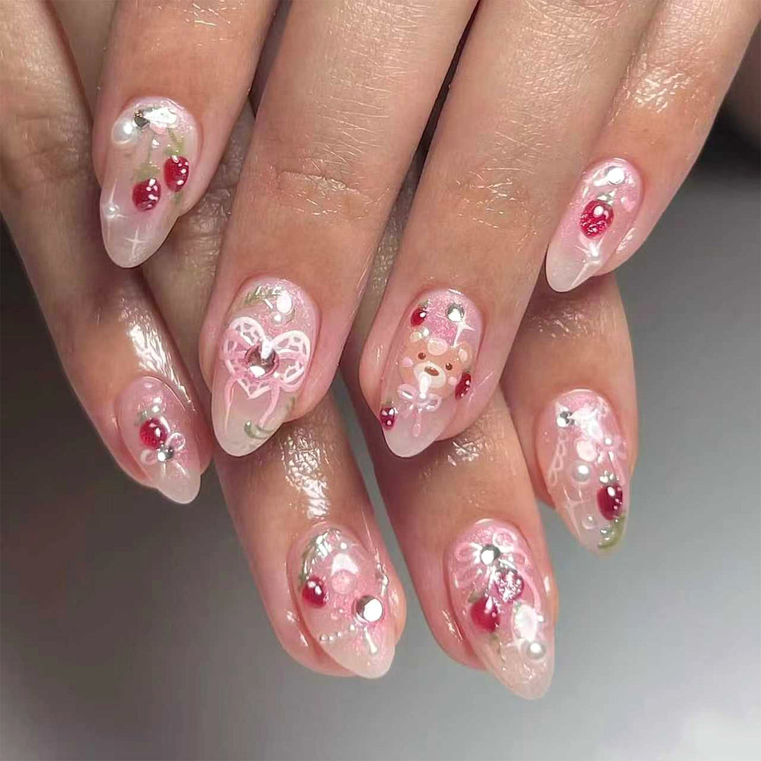 Decorative 3D Floral Press-On Nails Stornfield