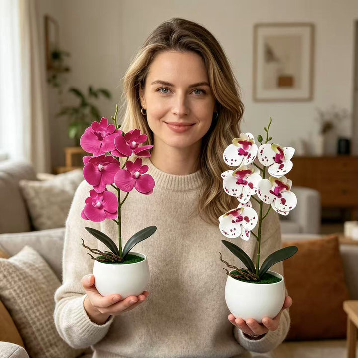 Realistic Artificial Orchid Plant Arrangement for Indoor Decor