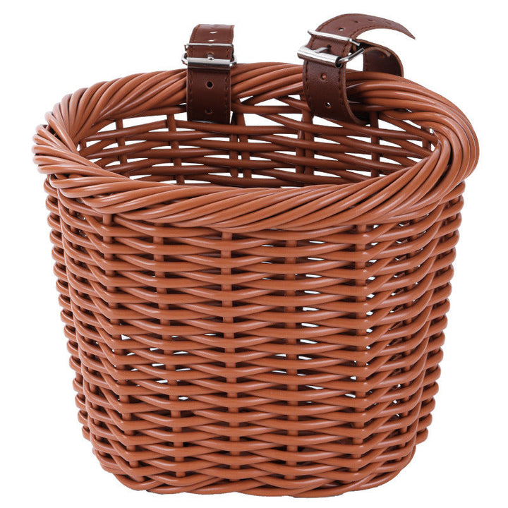 Woven Storage Basket with Adjustable Leather Straps Stornfield