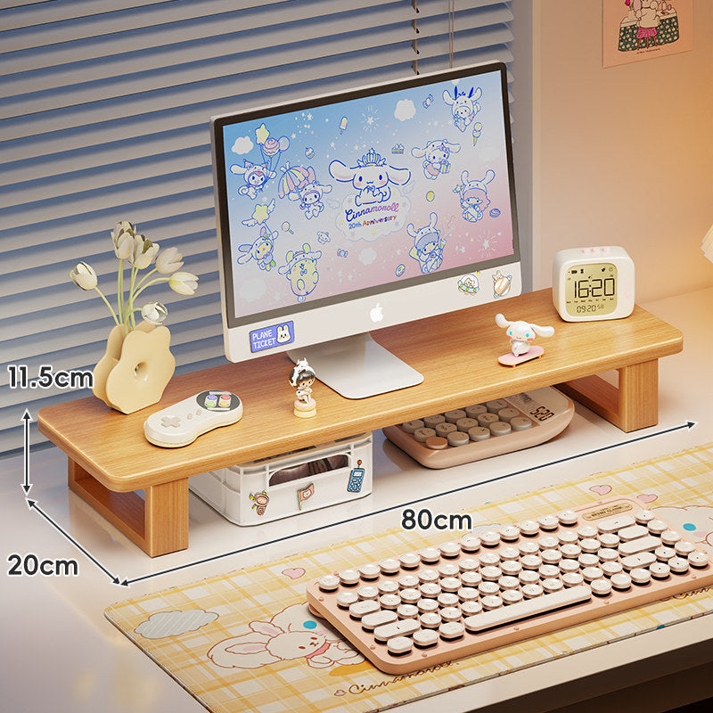 Bamboo Monitor Stand Riser with Under-Shelf Storage Organizer