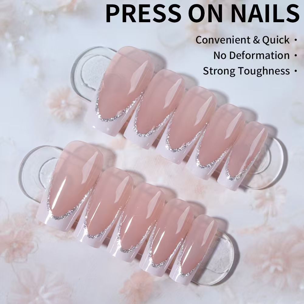 Elegant French Tip Press-On Nails Stornfield