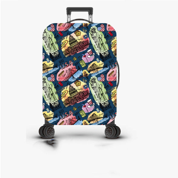 Unisex nan robust Hartschalen Trolley with nostalgic railway collage print, fully rotating smooth-running wheels and retractable telescopic handle Stornfield