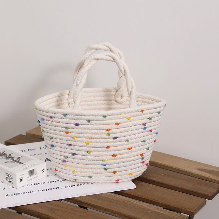 Decorative cotton basket bag Stornfield