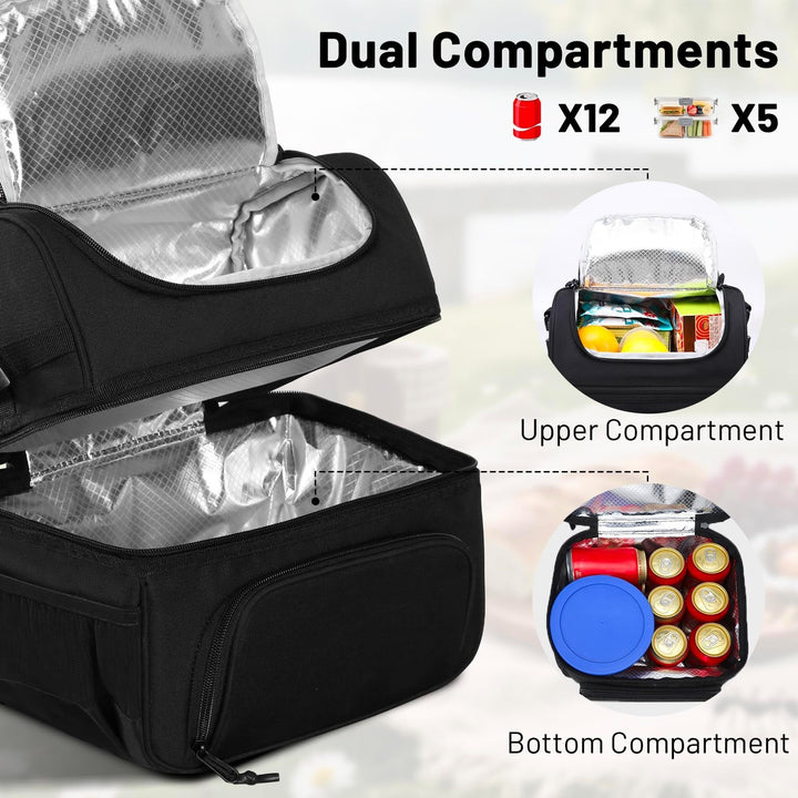 Insulated Lunch Bag with Multiple Compartments and Bottle Holder Stornfield