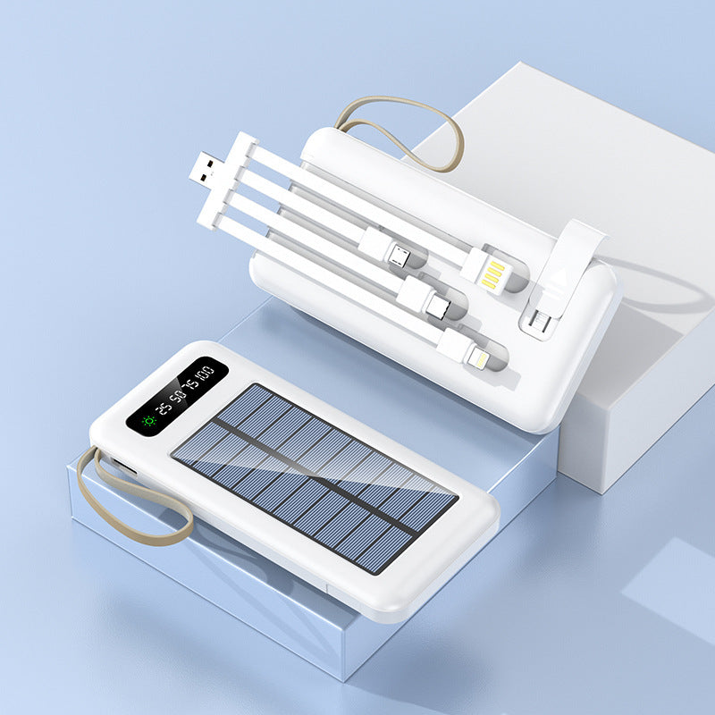 Portable solar power bank with integrated multifunction charging cable and digital display Stornfield