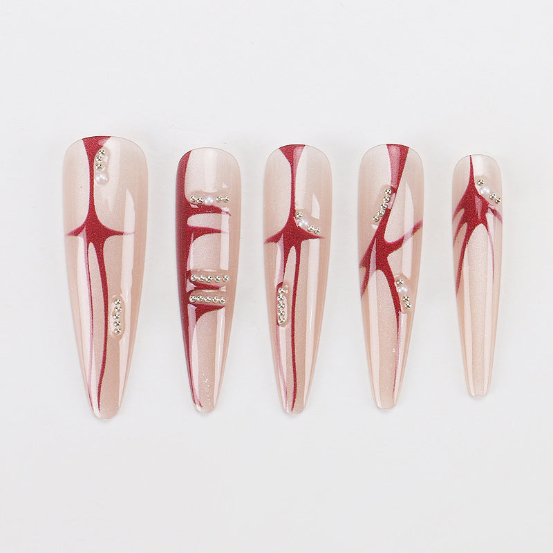 Artistic Stiletto Press-On Nails with Unique Abstract Design Stornfield