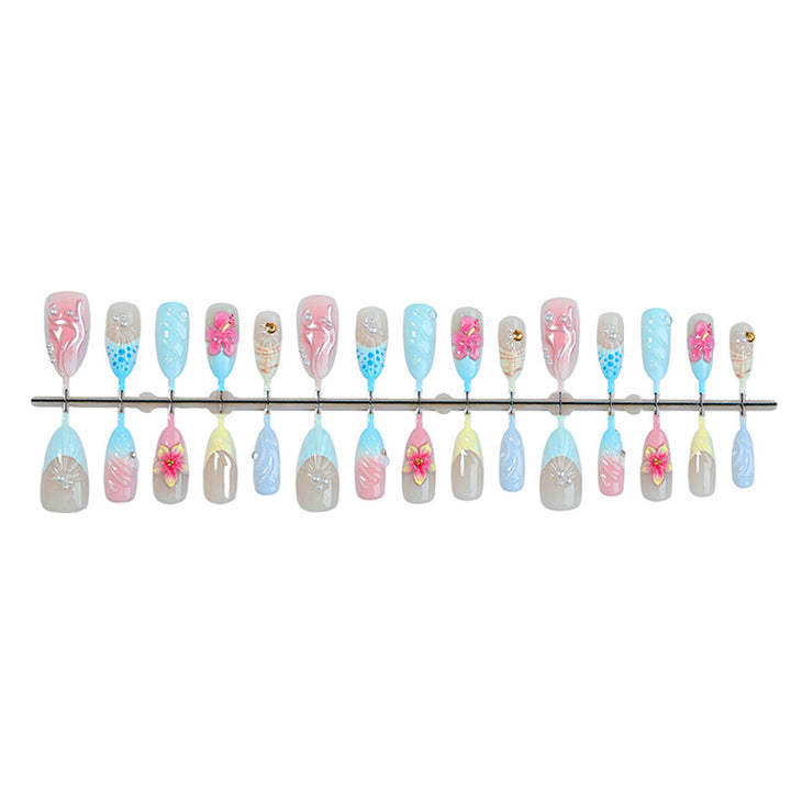 Decorative Press-On Nail Art Set with Premium Floral Designs Stornfield