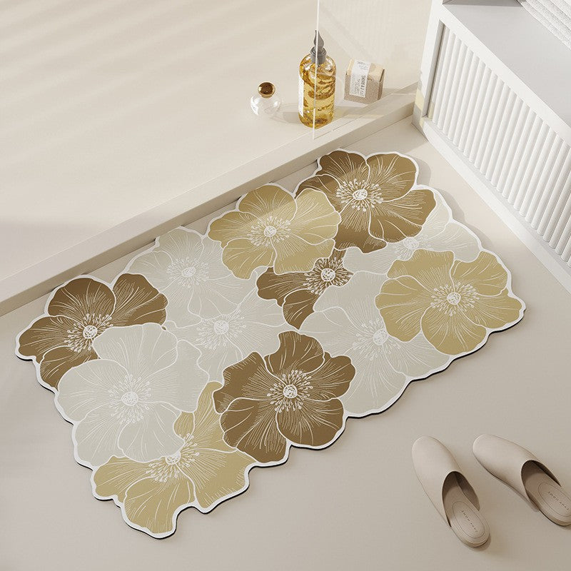 Decorative Floral Pattern Bathroom Mat