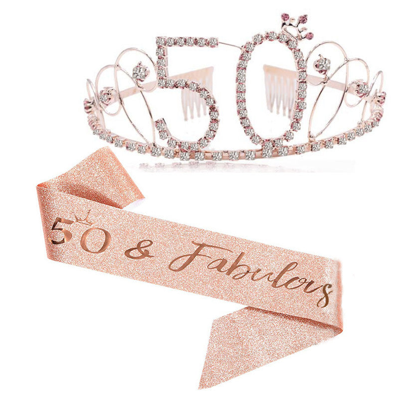 Ladies Glittering Tiara with Festive "50 & Fabulous" Design Stornfield