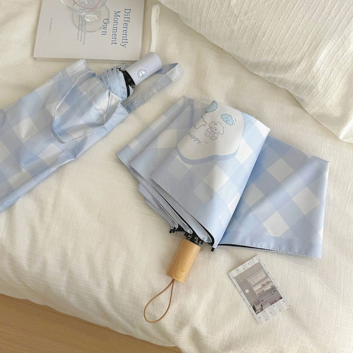 Ladies Automatic Folding Umbrella with Playful Dog Design Stornfield