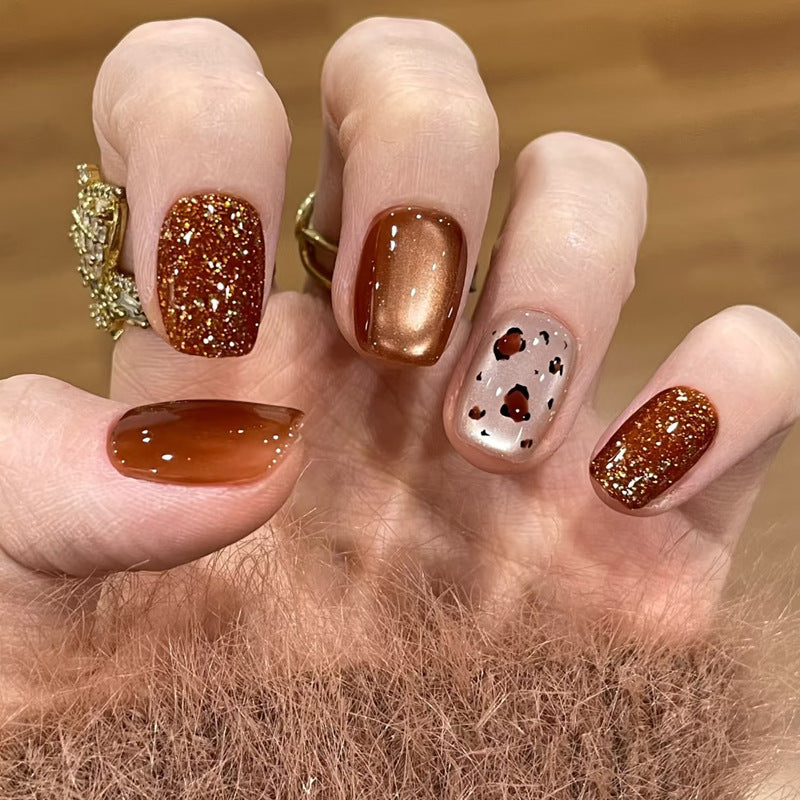 Artistic Press-On Nail Set with Glittery and Spotty Finish Stornfield