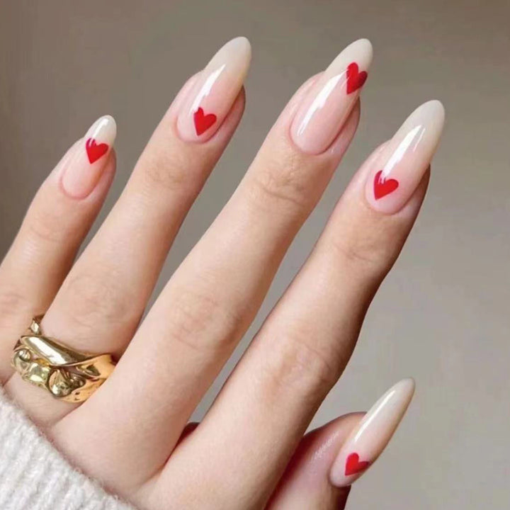 Heart-Themed Press-On Nail Art Stornfield
