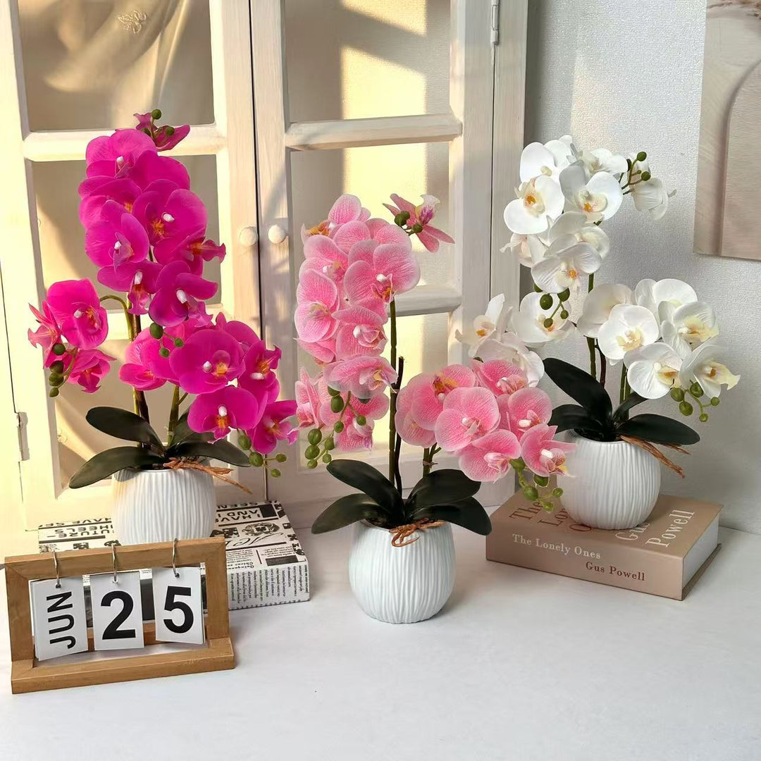 Lifelike Decorative Orchid Arrangement for Tabletop Decor