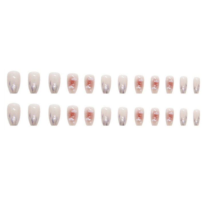 Artificial nail set with floral design and glitter accents Stornfield