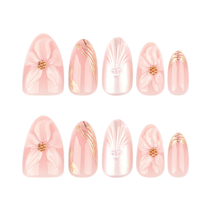 Artificial Press-On Nails with Elegant Flower Design Stornfield