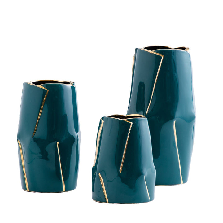 Decorative ceramic vase with golden accents Stornfield