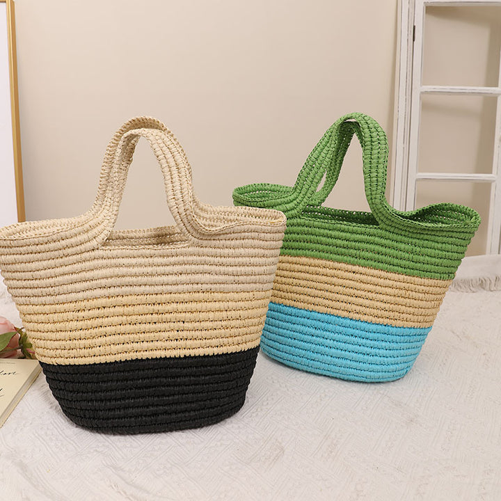 Handcrafted Durable Beach Bag with Cheerful Zigzag Pattern Stornfield