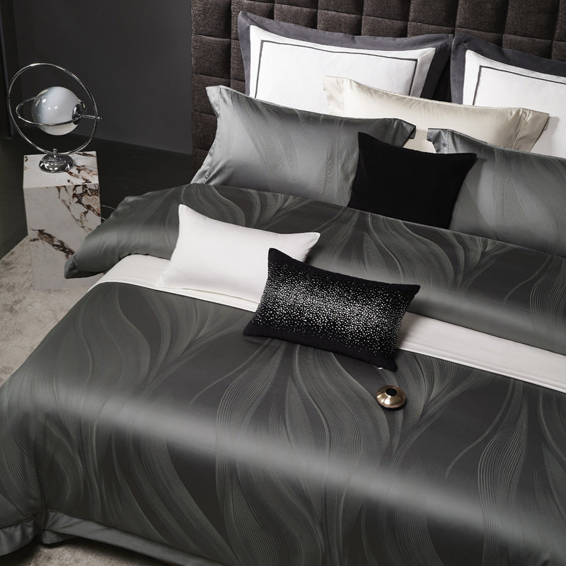 Luxury Jacquard Wave-Textured Duvet Cover Set