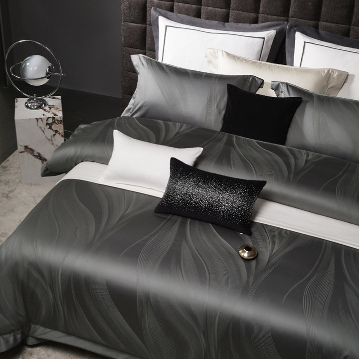 Luxury Jacquard Wave-Textured Duvet Cover Set