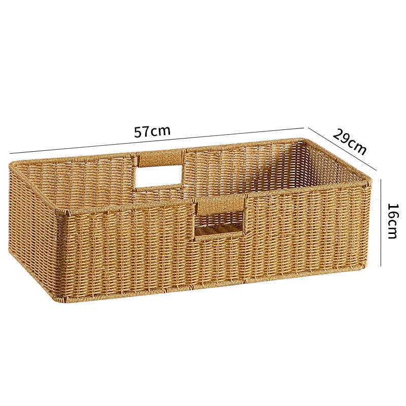 Large Handwoven Rectangular Storage Basket with Cutout Handles Stornfield