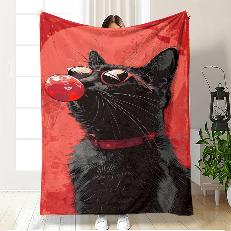 Artistic Cat-Themed Fleece Blanket