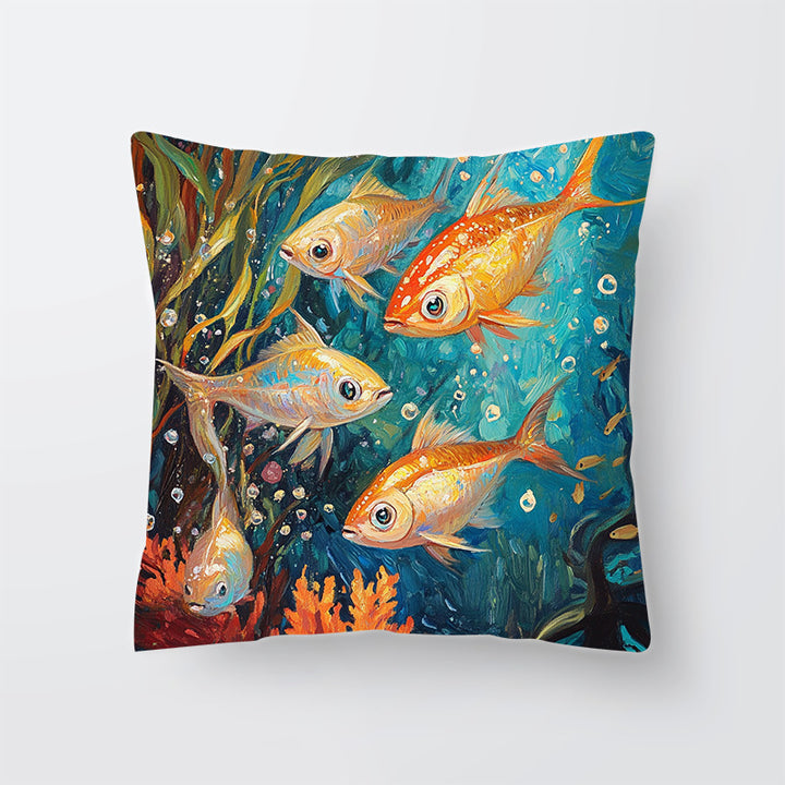 Artistic Marine Life Throw Pillow