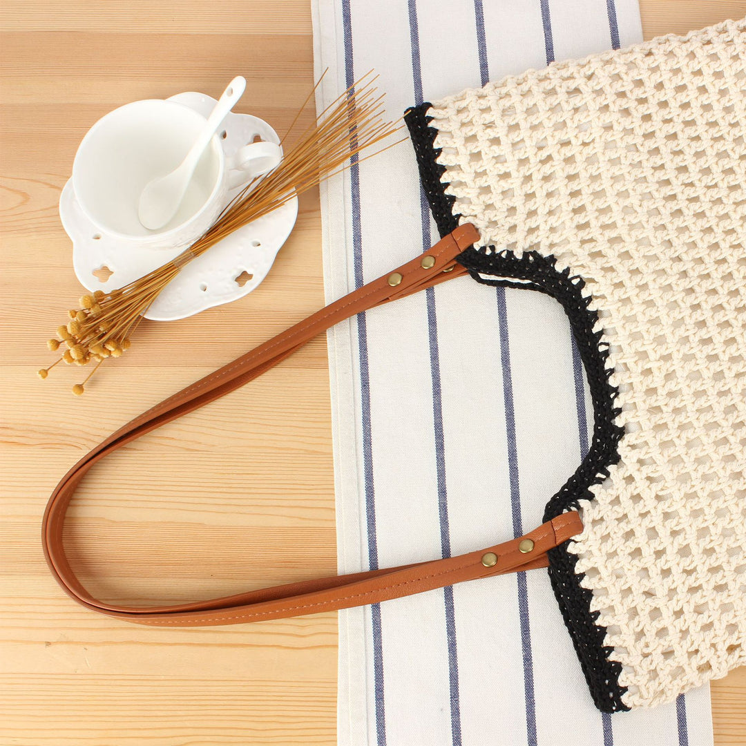 Stylish Macrame Tote Bag with Sturdy Leather Handles Stornfield