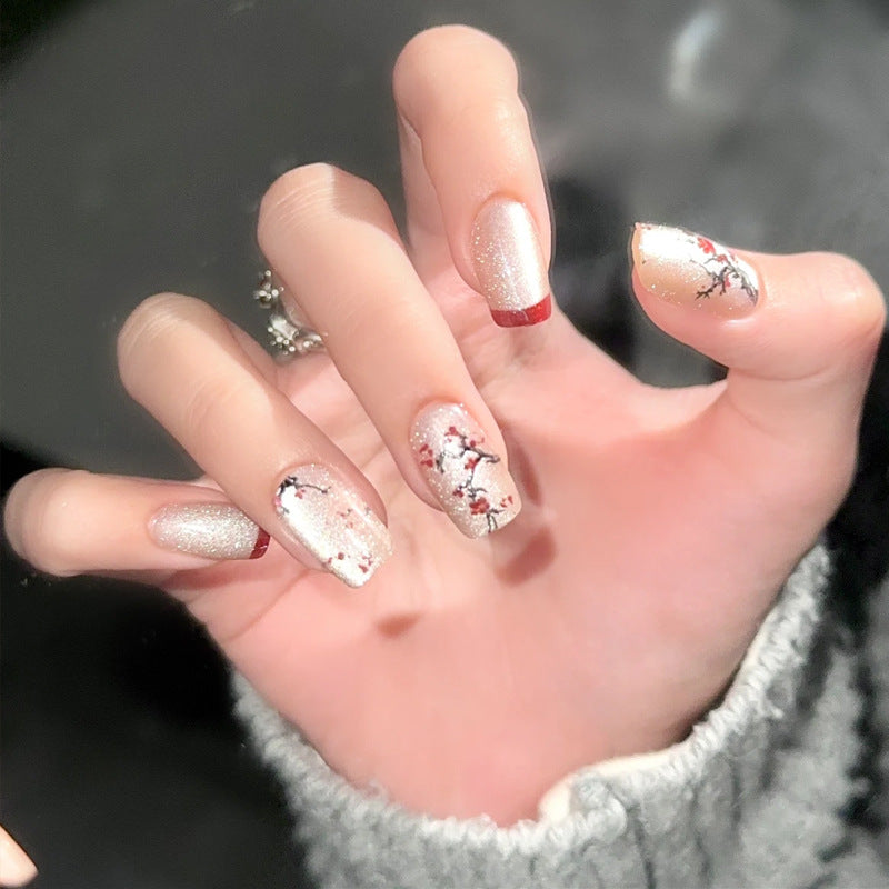 Elegant Floral Artistic Press-On Nails Stornfield