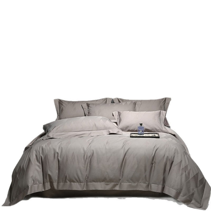 Luxury Jacquard Diamond-Textured Cotton Sateen Duvet Cover Set with Envelope Pillow Shams