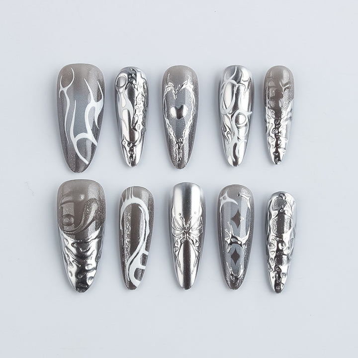 Artistic Metallic Press-On Nails Stornfield