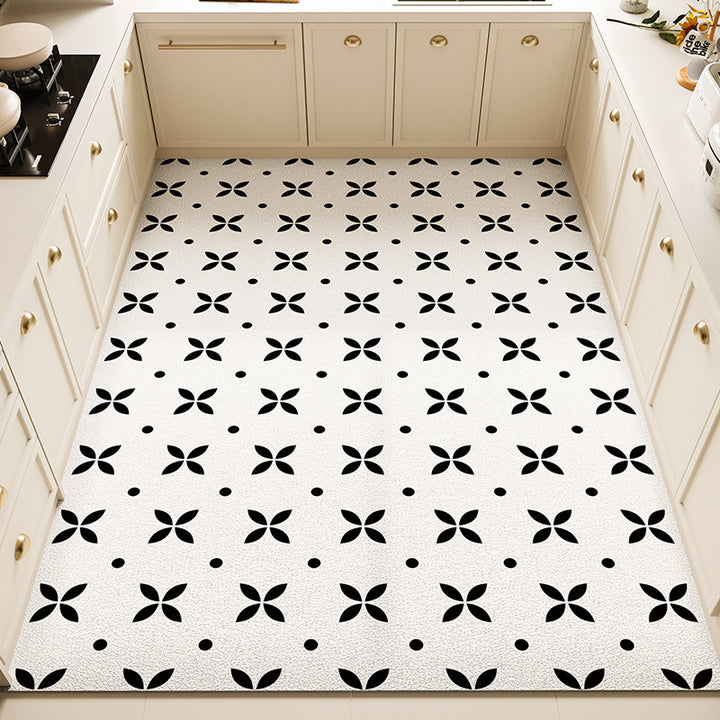 Floral Pattern Kitchen Rug