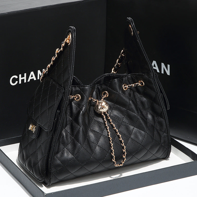 Quilted Drawstring Bucket Handbag