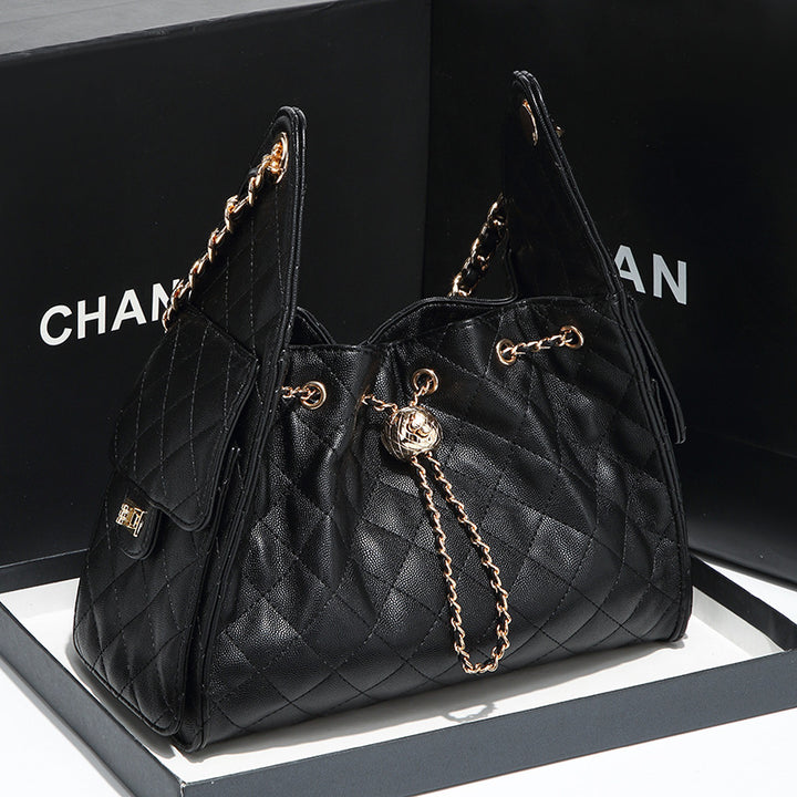 Quilted Drawstring Bucket Handbag