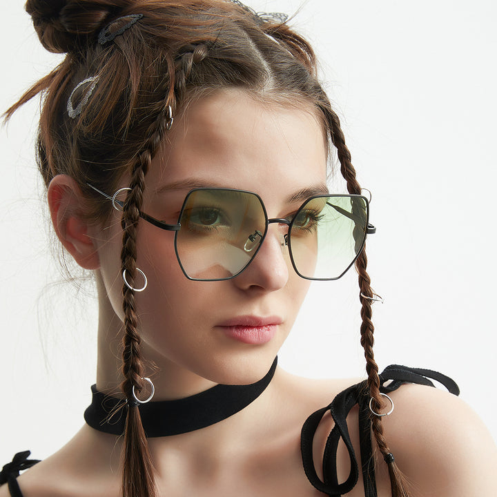 Women fashionable hexagonal sunglasses with UV protection Stornfield