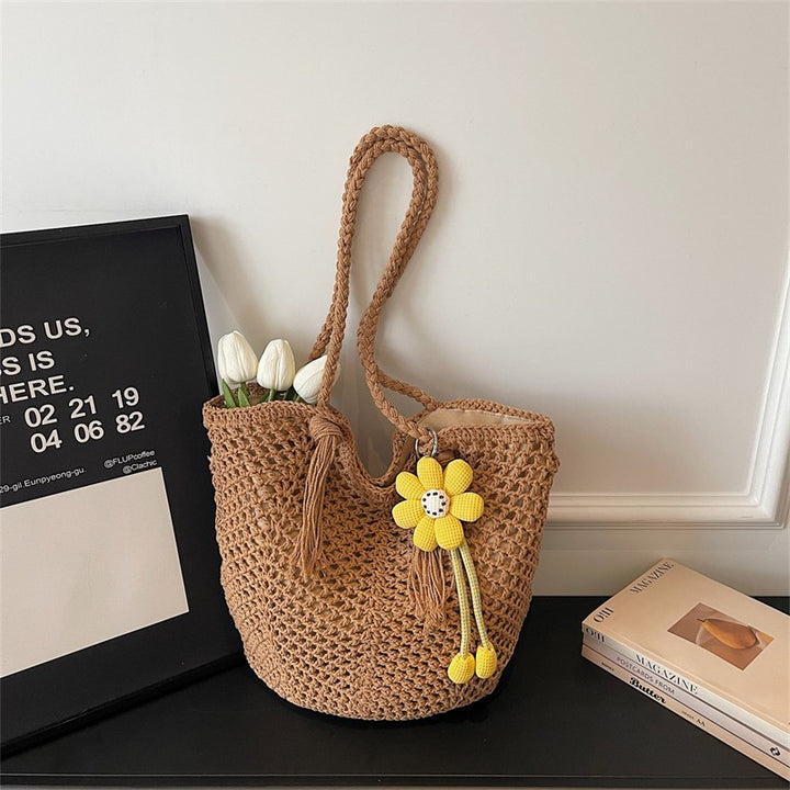 Knitted Tote Bag in Boho Style with Charming Charms Stornfield